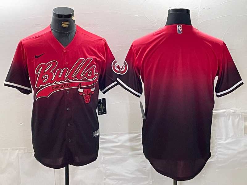 Men%27s Chicago Bulls Blank Red Black Stitched Baseball Jersey